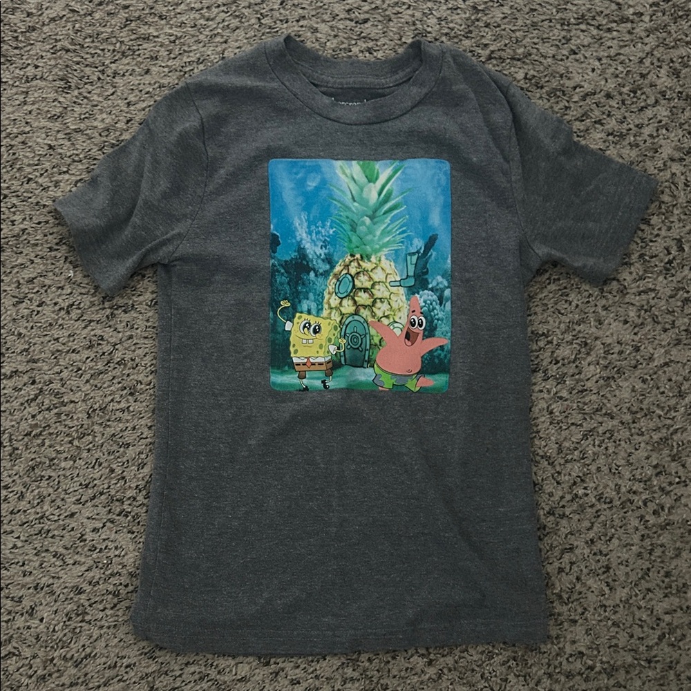 Abercrombie Kids boys size 9/10 SpongeBob & Patrick Gray Graphic Tee for Kids